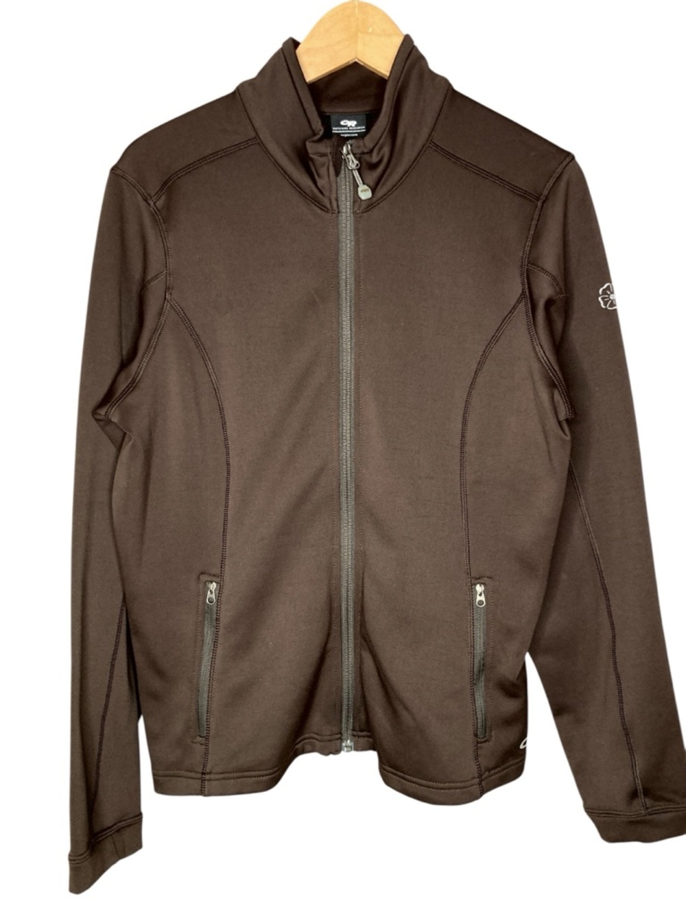 Large Women's Outdoor Research Full Zip Midweight Jacket Brown Outdoors Stretch